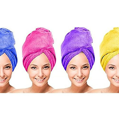 Microfiber Hair Twist Towel Hair Drying Towel Clean Dry - 4 UNITS