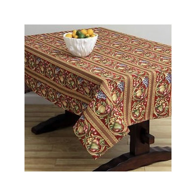 Corona Decor Fruit Design Red 50x90-inch Italian Heavy Weight Tablecloth