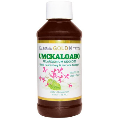 California Gold Nutrition, Umckaloabo, Upper Respiratory & Immune Support, Alcohol Free, Cherry Flavor Syrup, 4 fl oz (118 ml)