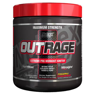 Nutrex Research OUTRAGE Extreme Pre-Workout Igniter, Pineapple Strawberry, 5.8 Oz
