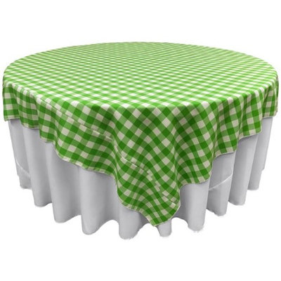LA Linen TCcheck90x90-LimeK84 Polyester Gingham Checkered Square Tablecloth White & Lime - 90 x 90 in.
