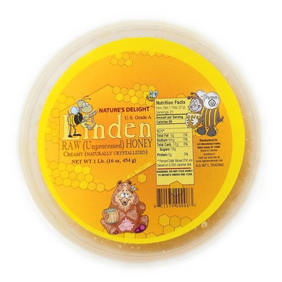 Linden RAW (Unprocessed) Honey Creamy Naturally crystallized US Grade A. Net Wt 1LB (16oz, or 454g)