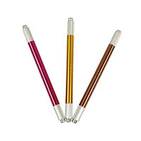 Ranvi Stainless Steel Microblading Pen 3 PCS Permanent Makeup Pen Machine for Manual Eyebrow Tattoo, Double Head (brown, gold, rose)