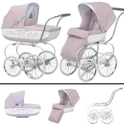 Inglesina SYSTM12PES Classica Pram and Seat with Raincover - Pesca Pink White