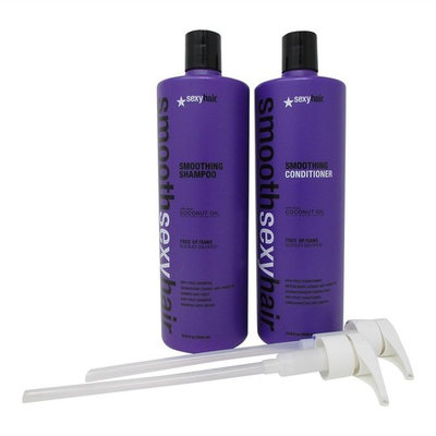 Bundle-4 Items : Sexy Hair Smooth Sexy Hair Sulfate Free Smoothing Shampoo and Condtioner Duo Liter