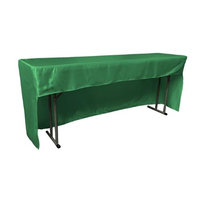 LA Linen TCbridal-OB-fit-96x18x30-GreenKellyB32 Open Back Fitted Bridal Satin Classroom Tablecloth Green Kelly - 96 x 18 x 30 in.