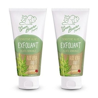 Green Beaver Sensitive Aloe Exfoliant (Pack of 2) with Organic Shea Butter, Arctium Lappa Root Extract, Sunflower Seed Oil, Pomel Peel Oil and Aloe Vera Extract, Ideal for Acne Prone Skin, 2 oz