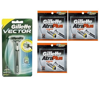 Vector Plus Razor Handle + Atra Plus Refill Razor Blades 10 ct. (Pack of 3) + Scunci Black Roller Pins, 18 Pcs