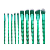 10pcs Green Bamboo Handle Makeup Brush Set Foundation Cosmetic Beauty Tools