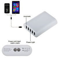 ABLEGRID® White 5V 10A 50W 5-Port USB Charger Travel Desktop Adapter Rapid Charging for Apple iPhone 6S 6S Plus iPad Air mini Samsung Galaxy S6 Edge Plus and Many Other Devices