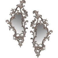 Wall Mirror FRENCH HERITAGE MAISON SAVILLE Scrolled Silver Leaf Brass Set FH-936