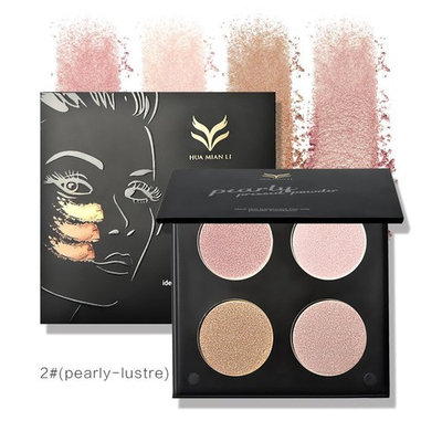 Blusher and Bronzer Highlighter,Molie 4 Color Compact Glitter Powder Eyeshadow Palette Highlighting Contour Blush Kit Powder Facial Foundation Matte
