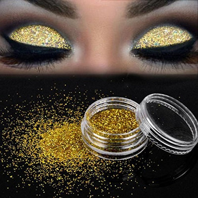 Sparkly Eyeshadow,YOYORI Glitter Eye Shadow Loose Gold Pigment Highlighter Natural Cosmetic for Naked Natural Nude Bronze or Smokey Eye Makeup (G