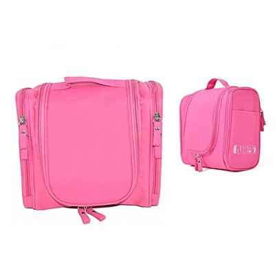 Cuteboom Hanging Travel Toiletry Bag for Men & Women Waterproof Makeup Bags Large Capacity Cosmetic Case Organizer for Travel Travel Shower Bag with Mesh Pockets & Sturdy Hook (Rose)