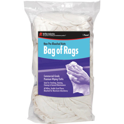 Buffalo Industries (12024) New Bleached Knit Cloth Rag - 25 lb. box