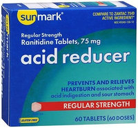 sunmark Antacid 75 mg Strength Tablets, 60 per Box