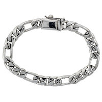 Worldjewels Gent's Sterling Silver Figaro Link Bracelet Handmade 3/8 inch wide, 8 1/2 inch (21.6cm)