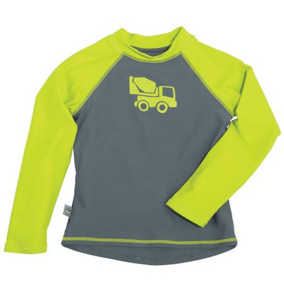 One Step Ahead Sun Smarties Baby and Toddler Boy Rashguard - Grey and Green Truck - Long Sleeve