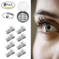 Miohy New Black Magnetic False Eyelashes Reusable Dual Magnetic Eyelashes Extremely Thin 3D No Glue Magnetic Eyelashes Ideal for Deep & Round...