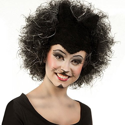 Black Frizzy Wig with Cat Ears Halloween Witches Kitty Theatrical Cat Wig Hair Silicone Ear Theatre Puss Cat Cats Musical Headdress Lloyd West End Grizabella Wig Memory