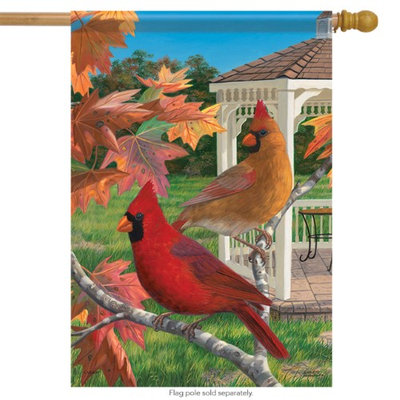 Flagtrends Crimson Afternoon Cardinals House Flag Fall Decorative 2 Sided 28' x 40'
