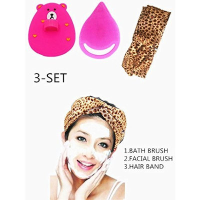 Anti-Bacterial Silicone Bath Shower Brush Facial Scrubbers Dish Scrubbers Exfolier Brush Dishcloth Pad Massage Scrubber Glove Bath Sponge Heat-Resistant Coasters Body Exfoliating Mitt (2-Pack)