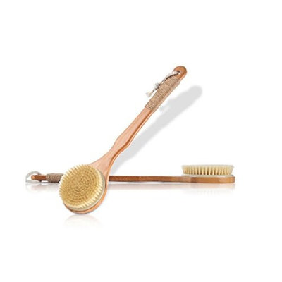 C World Natural Swine Mane Skid Treatment Wooden Body Massage Health Bath Brush Body Wash Scrub Clean Exfoliating Body Brush Perfect...