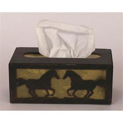 Coast Lamp Manufacturer 15-R19E Iron Running Horse Rectangle Tissue Box Cover - Burnt Sienna
