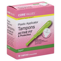 Core Values Tampons Plastic Active Fit & Protection Super 18 count