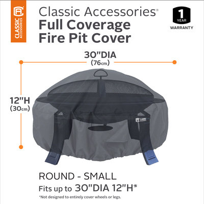 Classic Car Accessories Classic Accessories 55-552-010401-00 Round Fire Pit Cover, 30, Black