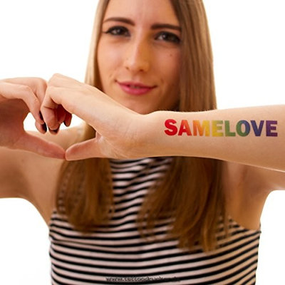5 x SAMELOVE Rainbow Tattoo - big lettering, LGBT, Gay (5)