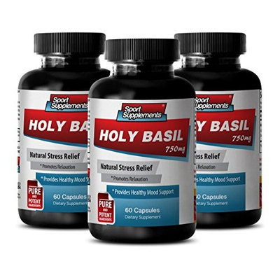Antioxidant pills - HOLY BASIL EXTRACT 750Mg For Natural Stress Relief - Holy basil - 3 Bottles 180 Capsules