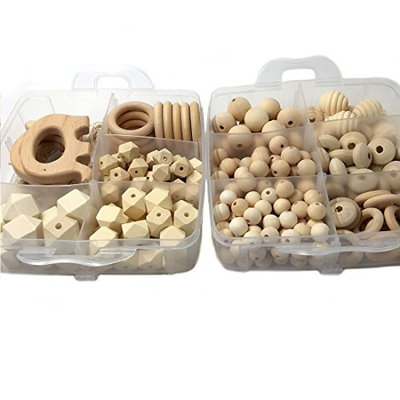 Amyster DIY Nursing Jewelry Combination Package Crochet Beads Blending Natural Round Geometry Wooden Beads Wood Ring Creative Freedom