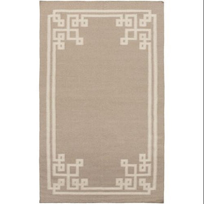 3.25' x 5.25' Resplendent Light Taupe and Sky Gray Hand Woven Wool Area Throw Rug