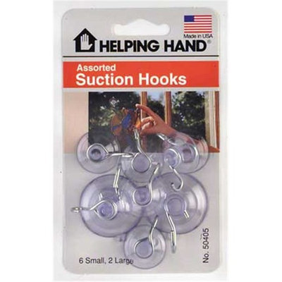 Helping Hands 50405 Assorted Suction Cup Hooks, Clear (3 pack)