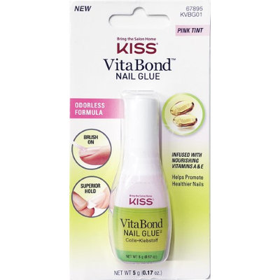 Kiss Vita Bond Nail Glue, Pink Tint, Odorless Formula, .17 Oz