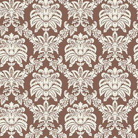 Blue Mountain Wallcoverings Blue Mountain Small Damask Wallcovering, Chocolate/White