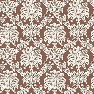 Blue Mountain Wallcoverings Blue Mountain Small Damask Wallcovering, Chocolate/White