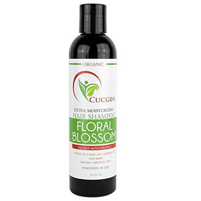 CUCGEN USA Handmade Extra Moisture Hair Shampoo - Infused with 9 Organic Oils - Argan, Rose, Jasmine, Geranium, Rosehip, Sandalwood & More - All Hair Types - Especially Dry, Brittle or Damaged Hair