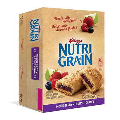 Kellogg's Nutri-Grain Mixed Berry Flavour 16 bars, 590g/20.81 Ounce box (Imported from Canada)