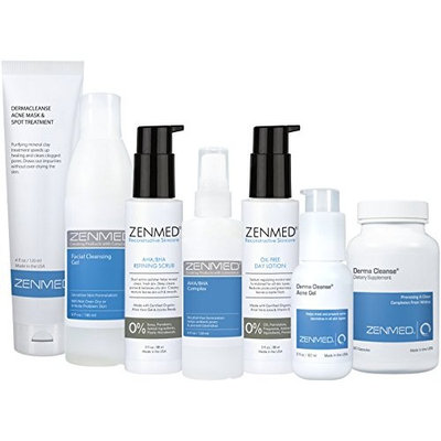ZENMED Complete Acne Kit - All Natural Day & Night Treatment for Sensitive Troubled Oily and Dry Skin