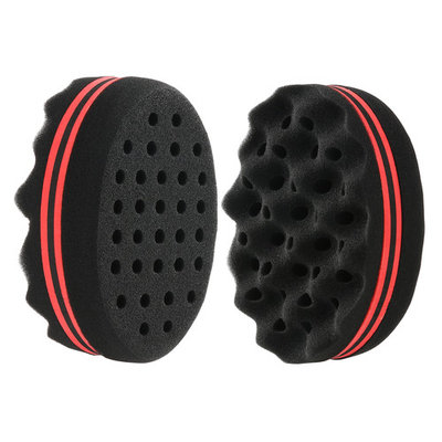 NUOLUX Double Sides Oval Magic Twist Hair Sponge Afro Braid Style Coils Wave Hair Curl Sponge Brush, 2pcs Pack