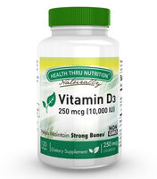 Health Thru Nutrition Vitamin D3 10,000 IU Non GMO 120 Mini Softgels (10000 iu cholecalciferol) Soy Free, USP Grade Natural Vitamin D
