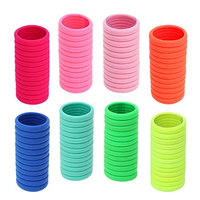 Frcolor 100pcs Hair Ties Rubber Bands Rope Ponytail Holders Headband + 20pcs Flower Printed Snap Hair Clips for for Girls Kids Women