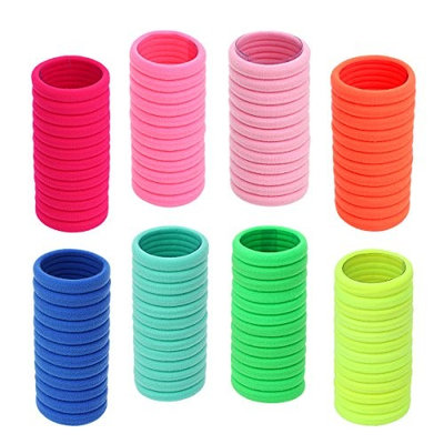 Frcolor 100pcs Hair Ties Rubber Bands Rope Ponytail Holders Headband + 20pcs Flower Printed Snap Hair Clips for for Girls Kids Women