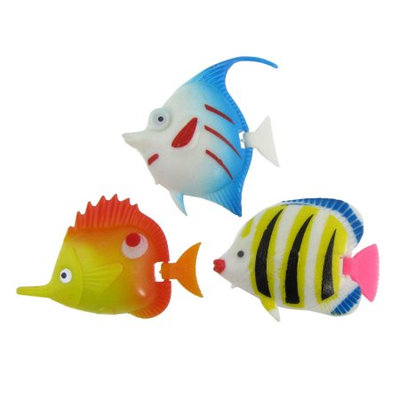Aquarium Decorative Flexible Tail Colorful Plastic Fish 3 Pcs