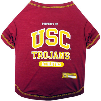 Pets First Collegiate Mississippi USC Trojans Pet Tee Shirt - Available in 5 sizes. X-Large, Large, Medium, Small, X-Small