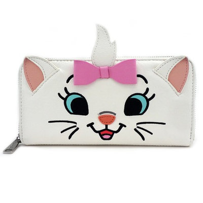 Loungefly Disney Aristocats Marie Cat White Kitten Face Vegan Zip Around Wallet