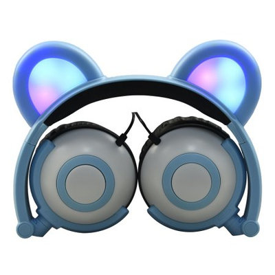 Edm Imports Inc Jamsonic Multicolored LED Light Up Foldable Panda Ear Headphones use for Phones, PC, MP3, MP4, Kids, Childrens, Boys, Girls