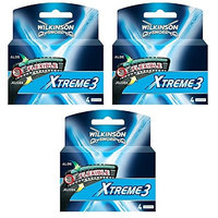Wilkinson Sword Xtreme3, 4 Count Refill Blades (Same As Schick Xtreme 3 Catridges) Pack of 3 + FREE Luxury Luffa Loofah Bath Sponge On A Rope, Color May Vary
